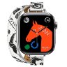 Apple Watch Hermes Series 11 42mm, двойной тонкий кожаный ремешок с лошадью белого цвета