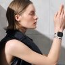 Apple Watch Hermes Series 11 42mm, двойной тонкий кожаный ремешок с лошадью белого цвета