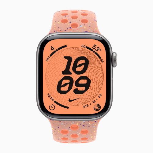 Apple Watch Series 11 42mm, Space Gray Aluminum Case with Nike Sport Band - Alpenglow Pink