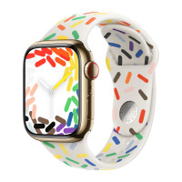 Apple Watch Series 9 41mm, Gold Stainless Steel Case with Sport Band - Pride Edition