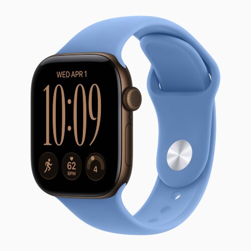 Apple Watch Series 12 46mm, Dark Bronze Aluminum Case with Sport Band - Wildflower Blue