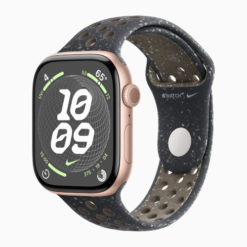 Apple Watch Series 10 46mm, Rose Gold Aluminum Case with Nike Sport Band - Midnight Sky