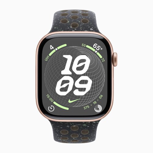 Apple Watch Series 10 46mm, Rose Gold Aluminum Case with Nike Sport Band - Midnight Sky