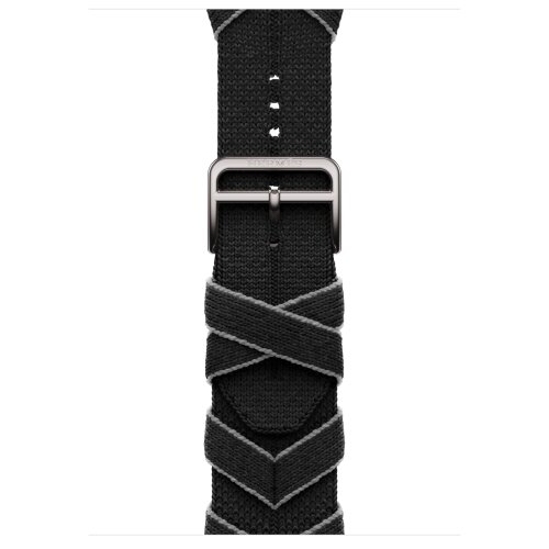 Apple Watch Hermes Series 10 46mm, ремешок из плетеного нейлона черный с серым