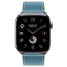 Apple Watch Hermes Series 11 46mm,  ремешок классический кожаный голубого цвета