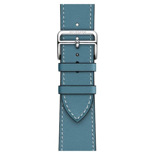 Apple Watch Hermes Series 11 46mm,  ремешок классический кожаный голубого цвета