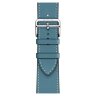 Apple Watch Hermes Series 11 46mm,  ремешок классический кожаный голубого цвета