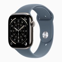 Apple Watch Series 11 42mm, Natural Titanium Case with Sport Band - Anchor Blue