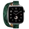 Apple Watch Hermes Series 11 42mm, двойной тонкий кожаный ремешок с лошадью зеленого цвета