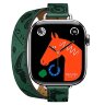 Apple Watch Hermes Series 11 42mm, двойной тонкий кожаный ремешок с лошадью зеленого цвета