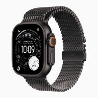 Apple Watch Ultra 3 49mm Black Titanium Case with Black Milanese Loop (Small)