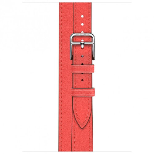 Apple Watch Hermes Series 9 41mm, двойной тонкий кожаный ремешок розового цвета