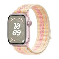 Apple Watch Series 9 45mm, Pink Aluminum Case with Nike Sport Loop - Starlight/Pink