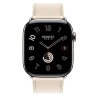 Apple Watch Hermes Series 11 46mm,  ремешок классический кожаный кремового цвета