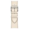 Apple Watch Hermes Series 11 46mm,  ремешок классический кожаный кремового цвета