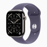 Apple Watch Series 11 42mm, Natural Titanium Case with Sport Band - Purple Fog