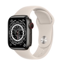 Apple Watch Series 7 41 мм, Титановые "чёрный космос", спортивный ремешок «Сияющая звезда»