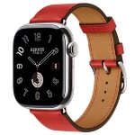 Apple Watch Hermes Series 11 42mm, классический кожаный красный ремешок