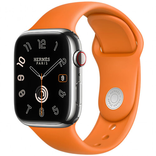 Apple Watch Hermes Series 10 46mm черный кожаный ремешок с раскладывающейся застежкой