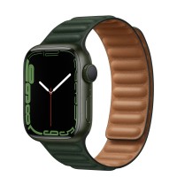 Apple Watch Series 7 41 мм, зеленый алюминий, браслет из кожи «Зелёная секвойя»