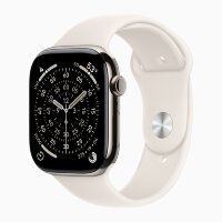 Apple Watch Series 11 42mm, Natural Titanium Case with Sport Band - Starlight