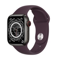 Apple Watch Series 7 41 мм, Титановые "чёрный космос", спортивный ремешок «Тёмная вишня»