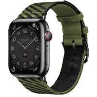Apple Watch Series 7 Hermes 45mm, Space Black with Jumping Single Tour Vert Veronese / Noir