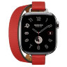 Apple Watch Hermes Series 11 42mm, двойной тонкий красный кожаный ремешок