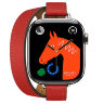 Apple Watch Hermes Series 11 42mm, двойной тонкий красный кожаный ремешок