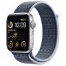 Apple Watch SE (2022) 44mm, Silver Aluminum Case with Sport Loop - Storm Blue