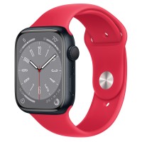 Apple Watch Series 8 45mm, Midnight Aluminum Case with Sport Band - Red