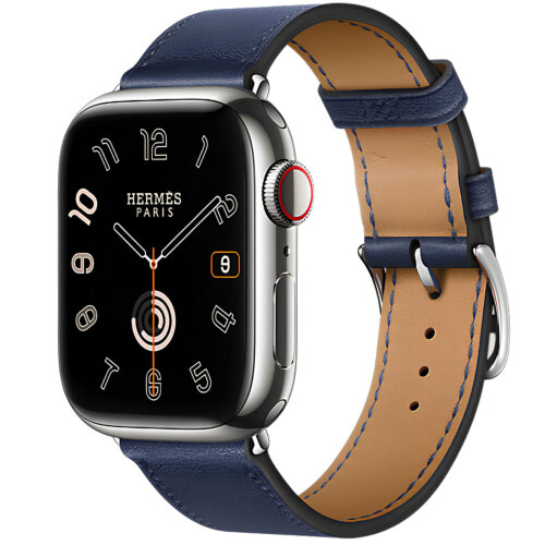 Apple Watch Series Hermes 9 41mm, классический кожаный синий ремешок