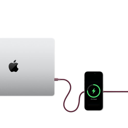 Кабель зарядки Zens USB-C — USB-C Charging Cable Prо 2, бордовый