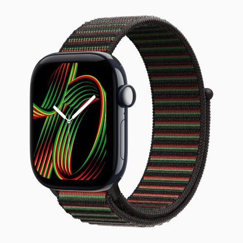 Apple Watch Series 12 42mm, Night Blue Ceramic Case with Sport Loop - Black Unity - Unity Rhythm