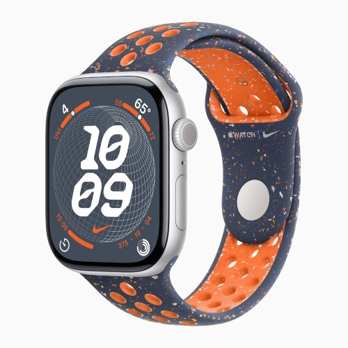 Apple Watch Series 10 46mm, Silver Aluminum Case with Nike Sport Band - Blue Flame