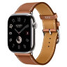 Apple Watch Hermes Series 11 46mm, классический кожаный ремешок коричневого цвета