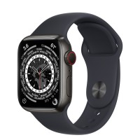 Apple Watch Series 7 41 мм, Титановые "чёрный космос", спортивный ремешок «Тёмная ночь»