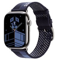 Apple Watch Hermes Series 11 42mm, трикотажный ремешок синего цвета