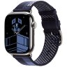 Apple Watch Hermes Series 11 42mm, трикотажный ремешок синего цвета