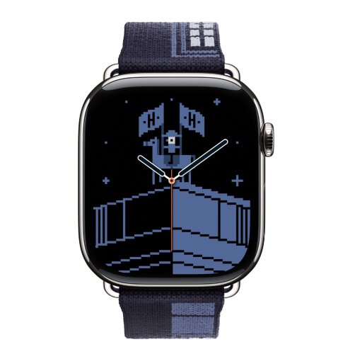 Apple Watch Hermes Series 11 42mm, трикотажный ремешок синего цвета