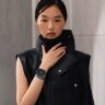 Apple Watch Hermes Series 11 42mm, двойной тонкий кожаный ремешок с лошадью голубого цвета