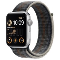 Apple Watch SE (2022) 44mm, Silver Aluminum Case with Sport Loop - Midnight
