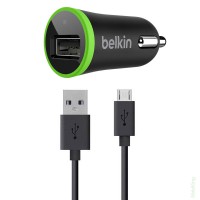  Автомобильная зарядка Belkin 1 USB 1A с кабелем microUSB, черная
