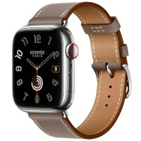 Apple Watch Series Hermes 9 41mm, классический кожаный серо-бежевый ремешок