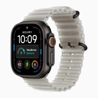 Apple Watch Ultra 4 49mm Black Titanium Case with Translucent Gray Ocean Band