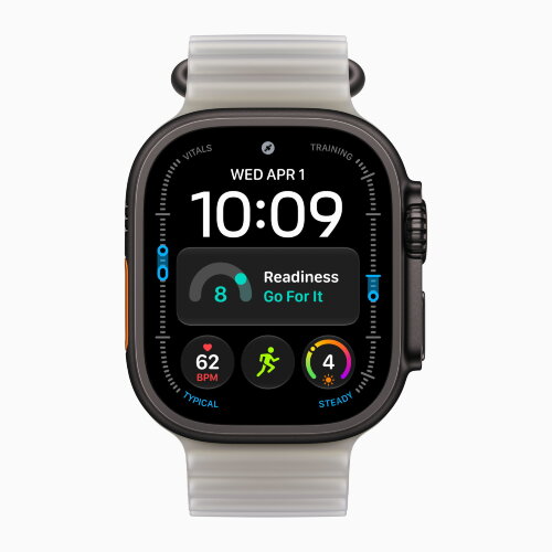 Apple Watch Ultra 4 49mm Black Titanium Case with Translucent Gray Ocean Band