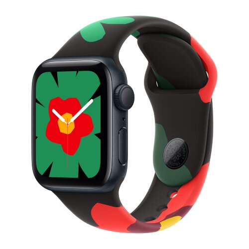 Apple Watch SE (2023) 40mm, Midnight Aluminum Case with Sport Band - Unity Bloom (Цветочный принт)