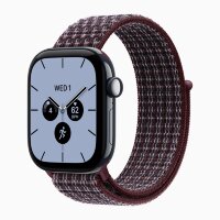 Apple Watch Series 12 46mm, Night Blue Ceramic Case with Sport Loop - Burgundy Plaid