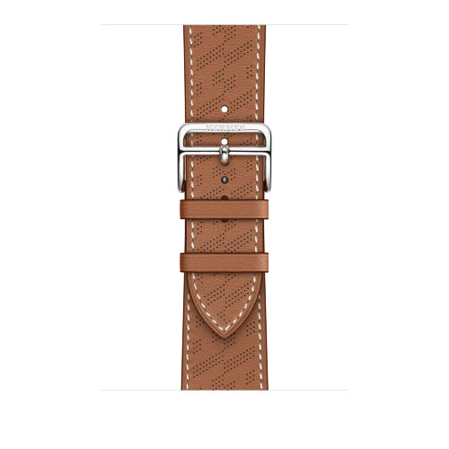 Apple Watch Hermes Series 10 46mm, коричневый кожаный ремешок с перфорацией H