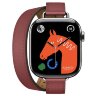 Apple Watch Hermes Series 10 42mm, двойной тонкий кожаный ремешок гранатового цвета